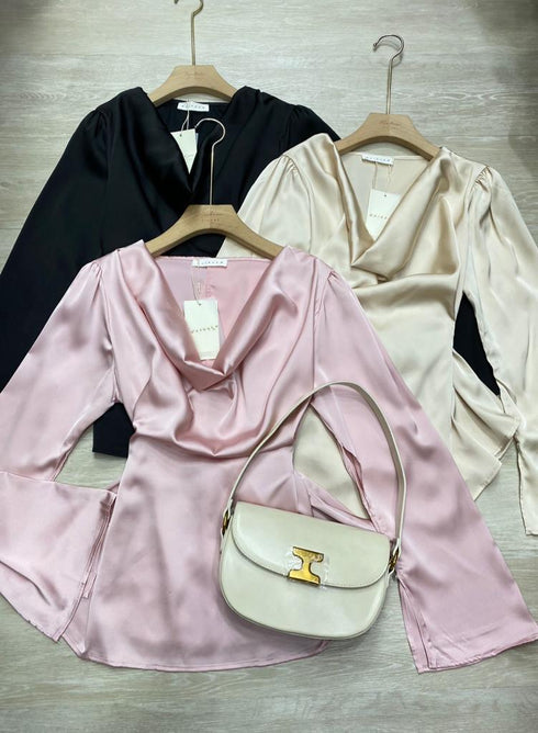 Satin Cowl Neck Top